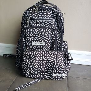 Ju-ju-be jujube Platinum Petals Diaper bag backpack and matching Be Quick